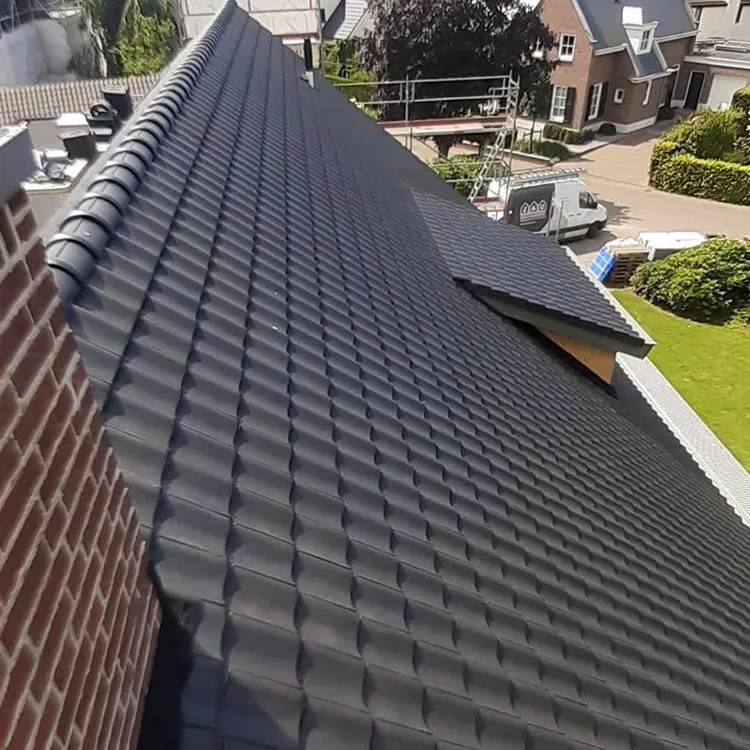 Zinken mastgoot langs de dakrand van een woning in de regio Veenendaal
